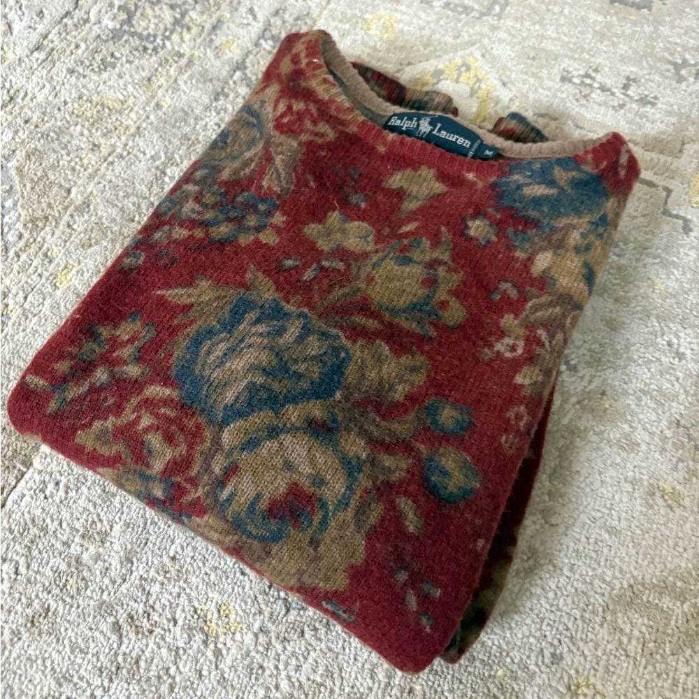 Vintage Ralph Lauren Floral Wool Sweater - Picture 9 of 9